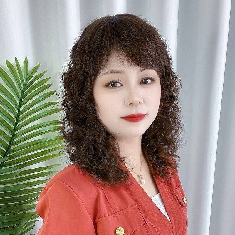 Women's middle curly hair 2023 new middle -aged and elderly mothers trendy wool rolls are realistic and natural fashion full set