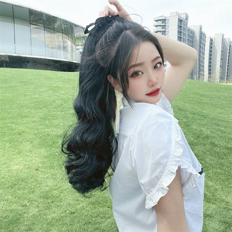 European and American wig ponytail long curl -type micro -curly ponytail breathable hair paddling film manufacturers