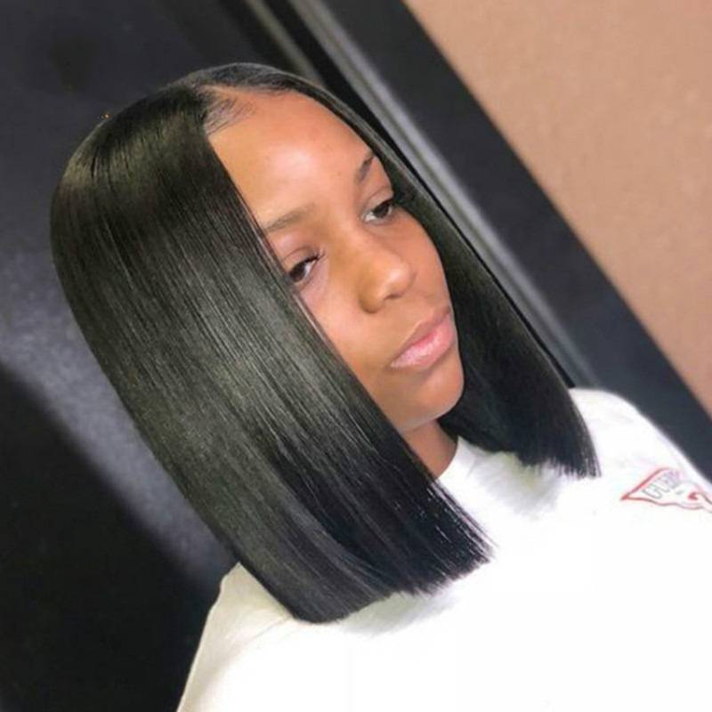 African wigs, long hair, European and American fashion BoBO head, bangs collarbone hair black pseudo head cover