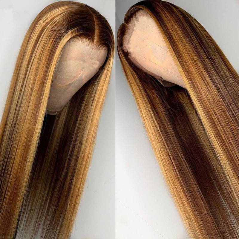 New trend wig Ms. Africa's brown mid -length straight hair European and American fashion header manufacturers