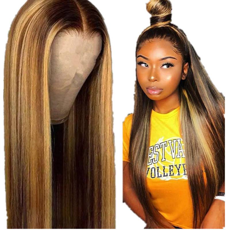 New trend wig Ms. Africa's brown mid -length straight hair European and American fashion header manufacturers