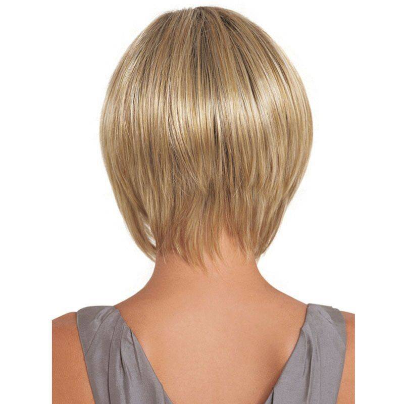 Cross -border hair wigs female European and American fashion women's short hair shallow golden side divided short straight hair chemical fibrous figurine hood