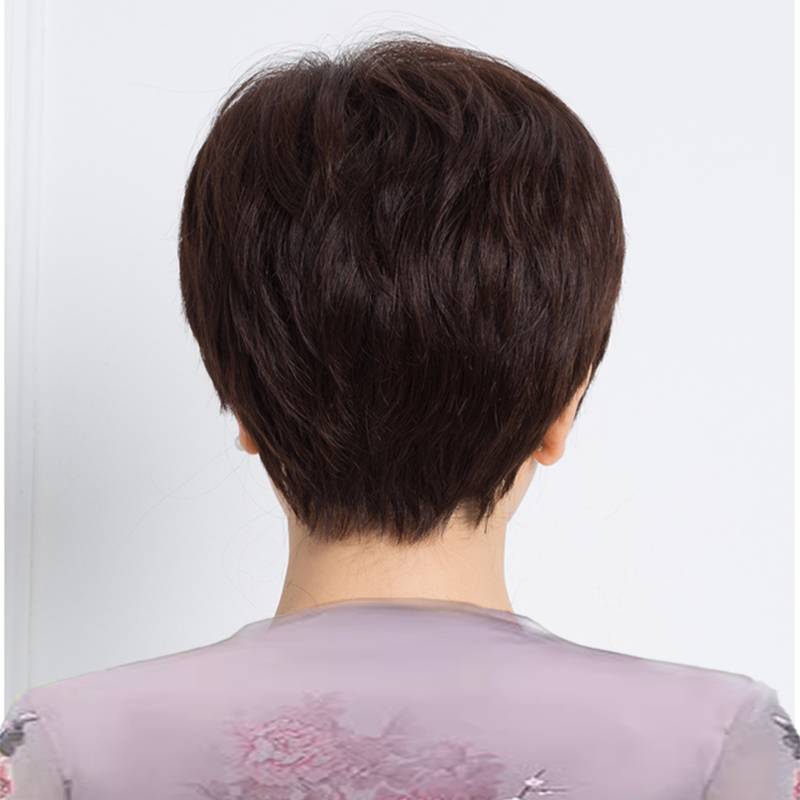 Ferry hair female short hair full hair fake set Summer middle -aged and elderly natural full -headed ladies mother