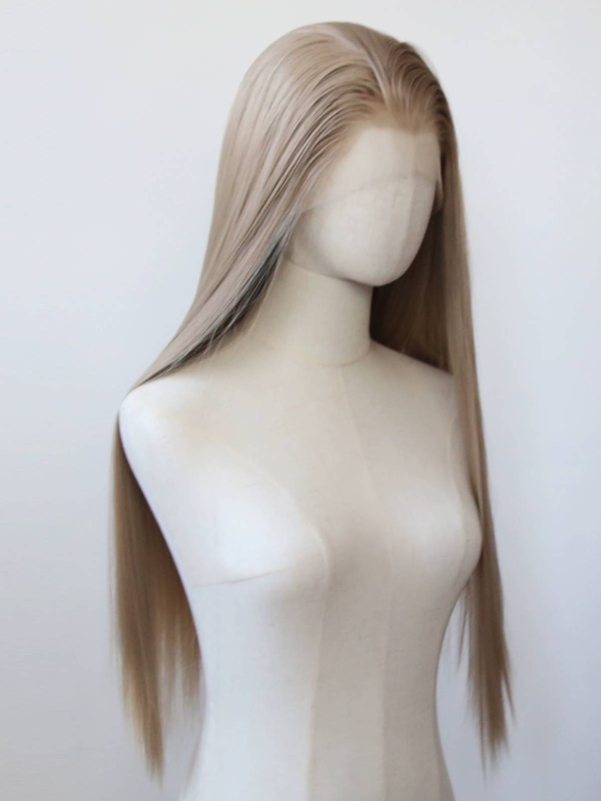 Light brown honey before the lace chemical fiber high temperature silk wig Rective natural European and American long straight hair full wig
