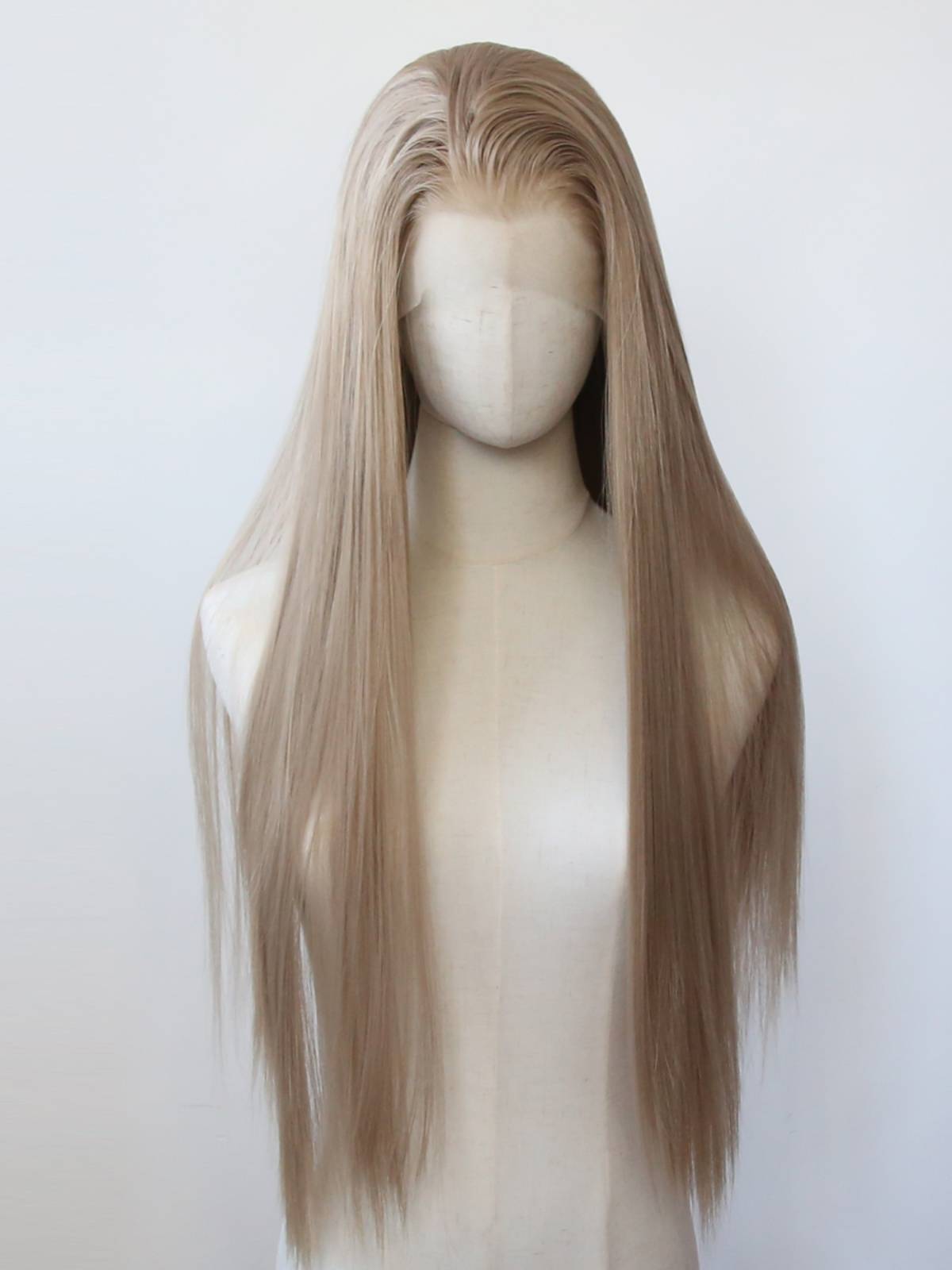 Light brown honey before the lace chemical fiber high temperature silk wig Rective natural European and American long straight hair full wig
