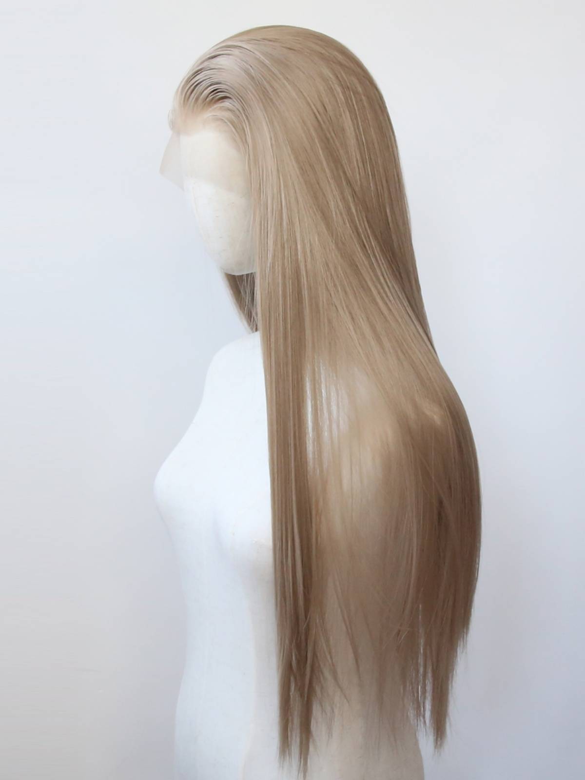 Light brown honey before the lace chemical fiber high temperature silk wig Rective natural European and American long straight hair full wig
