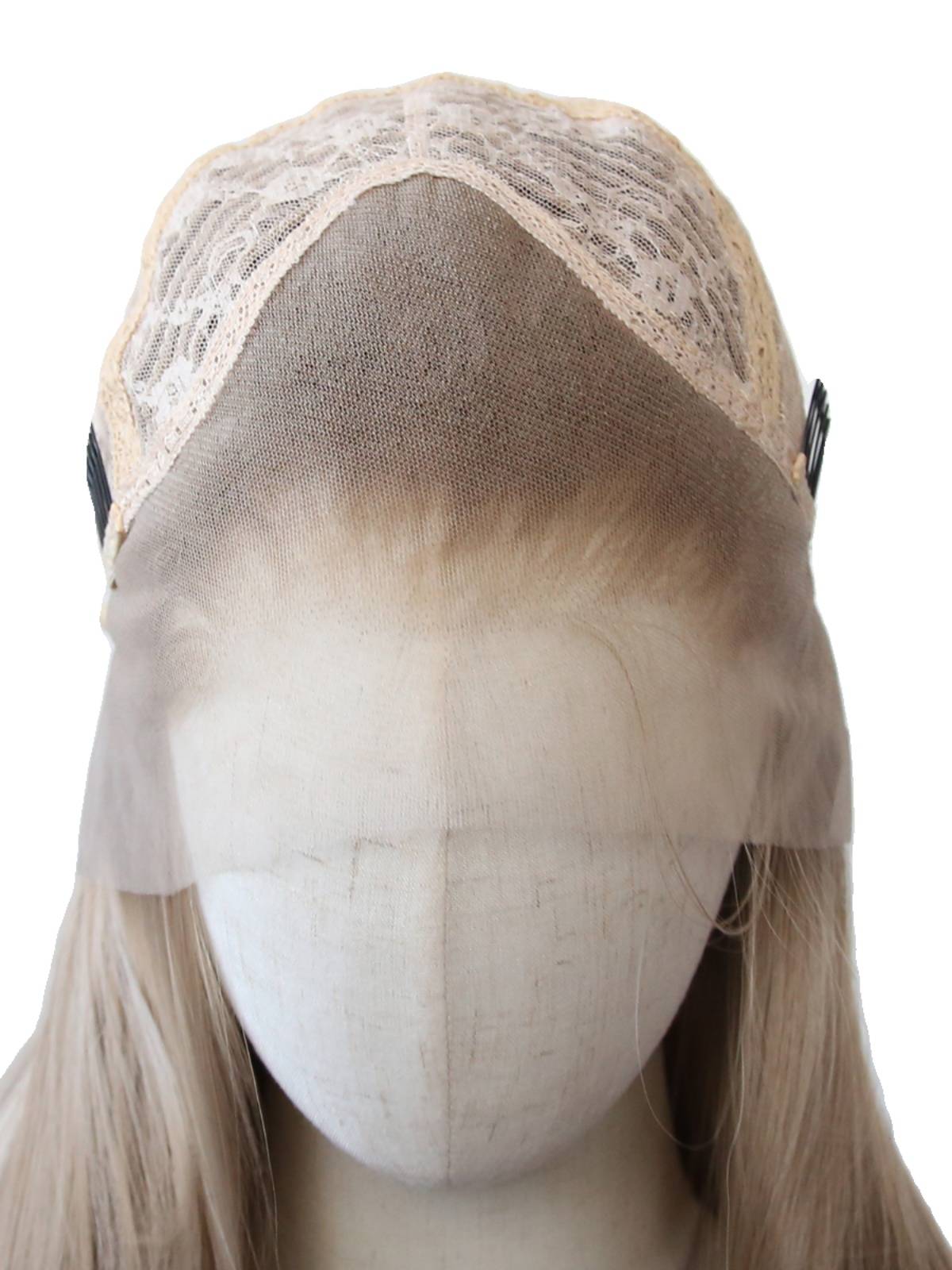 Light brown honey before the lace chemical fiber high temperature silk wig Rective natural European and American long straight hair full wig