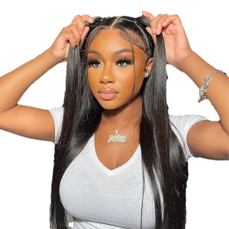 Cross -border fashion long straight hair wigs of African hot -selling lace lace are naturally full of straight hair