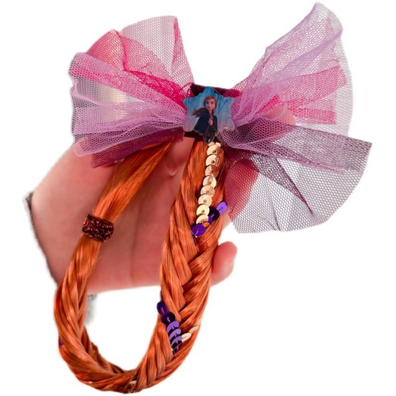 Original 80+ handmade children's magic princess hair jewelry pearl wig twisted braid girl long braid hair clip