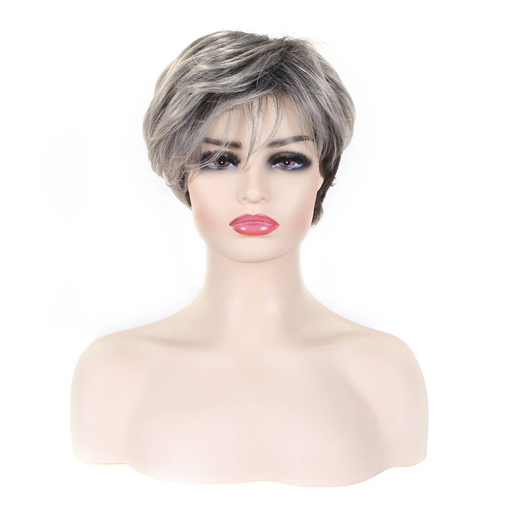 Wig European and American short hair Fresh hair curling manufacturers spot fashion gradient mixed color fluffy short hair