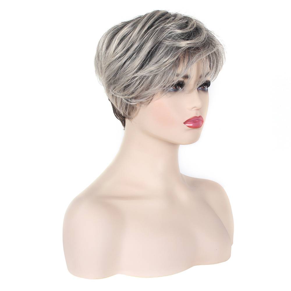 Wig European and American short hair Fresh hair curling manufacturers spot fashion gradient mixed color fluffy short hair