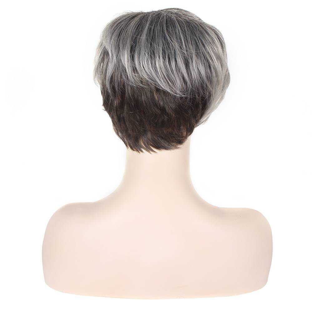 Wig European and American short hair Fresh hair curling manufacturers spot fashion gradient mixed color fluffy short hair