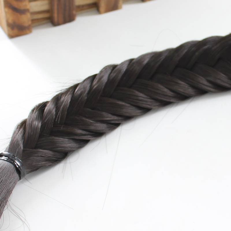 Handmade fish bone twist braid fake pony tail rope buckle hair pack fashion long ponytail hair wig ponytail girl