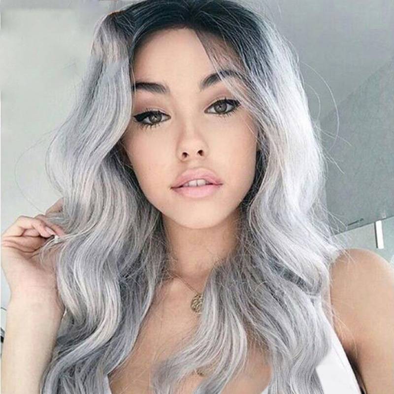 European and American wig girl gradient long curly curly body wave wigs African fashion chromaton dyeing long hair