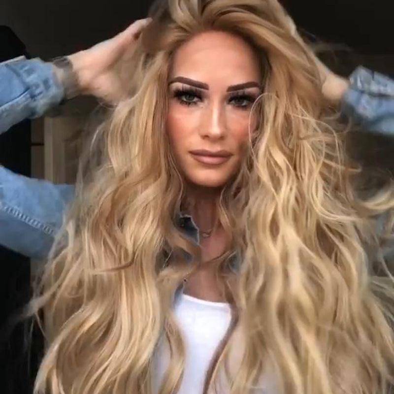 Genuine new genuine long curly female big wave light golden golden genuine European and American fake discovery rose network