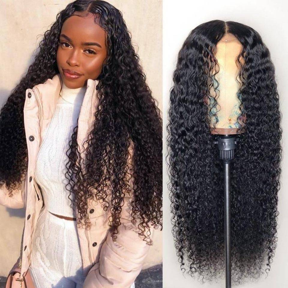 Net red street shooting wig female small curly curly hair fluffy black realistic black no trace midflow bangs full set