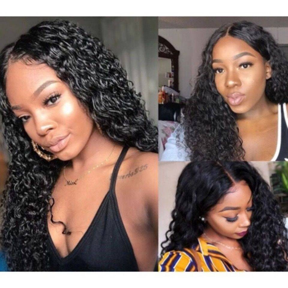 Net red street shooting wig female small curly curly hair fluffy black realistic black no trace midflow bangs full set