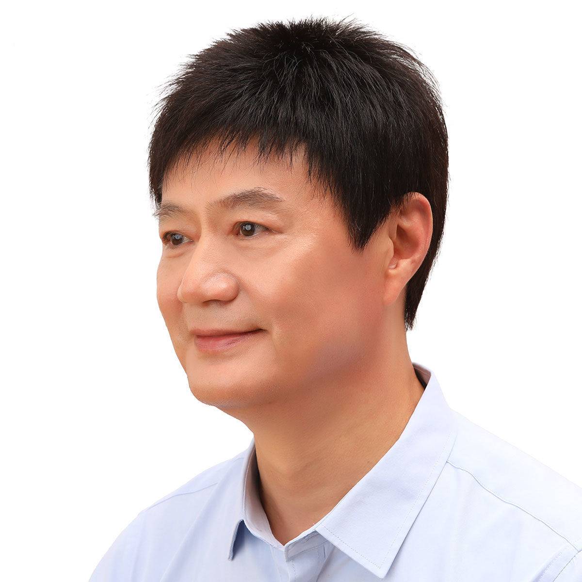 Middle -aged and elderly men's summer thin models are naturally realistic middle -aged men's short hair simulation hair silk wig