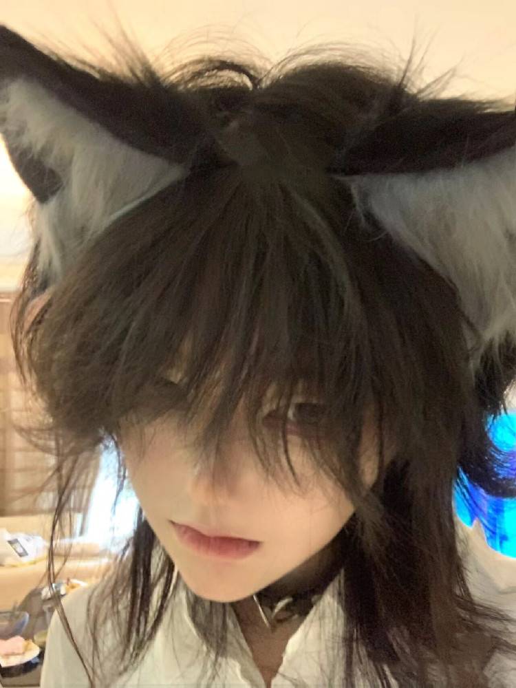 The catfish head wig Men's short hair fashion trend Japanese handsome wolf tail fluffy natural men and women universal full header