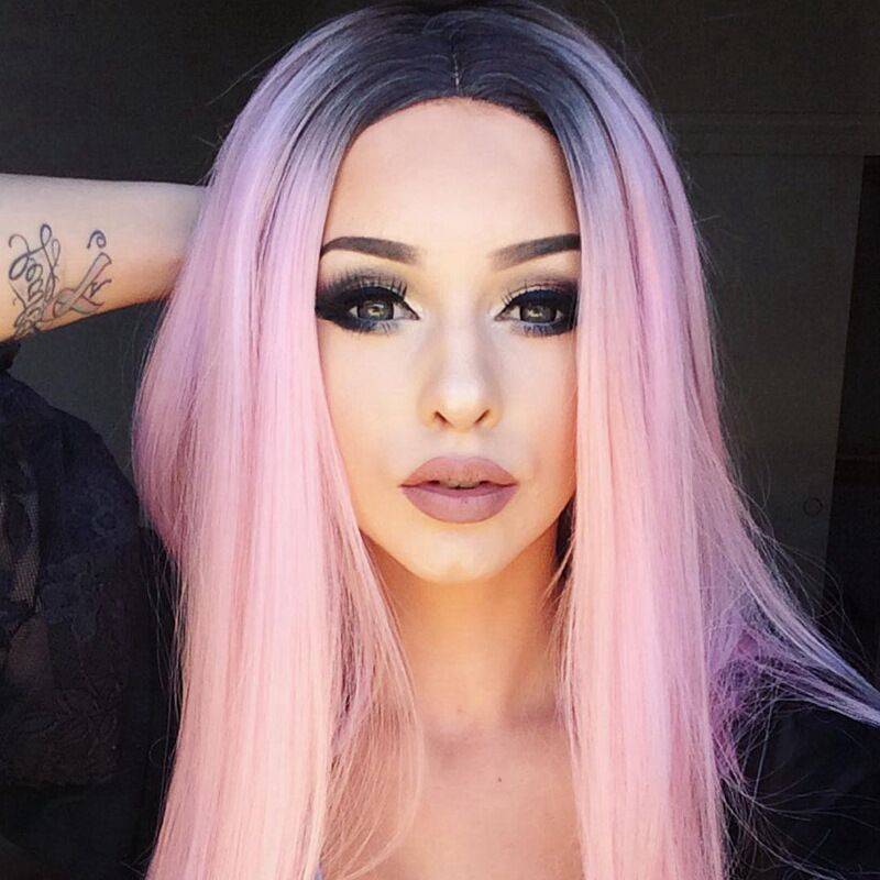 Fast Traffic Store European and American ladies long straight hair black gradient light pseudo -head cover Lazada manufacturers