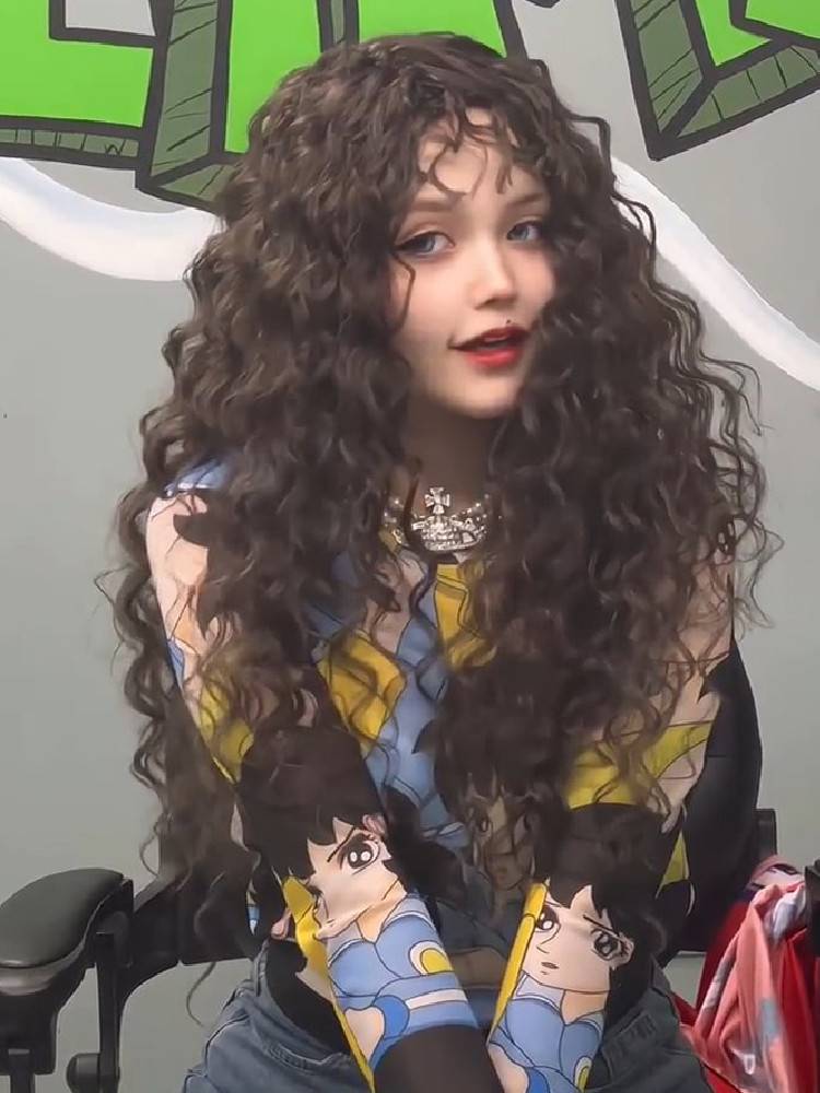 Latin American curls female long hair fashion European and American wind wool curl long curly curly hair fluffy natural simulation full set