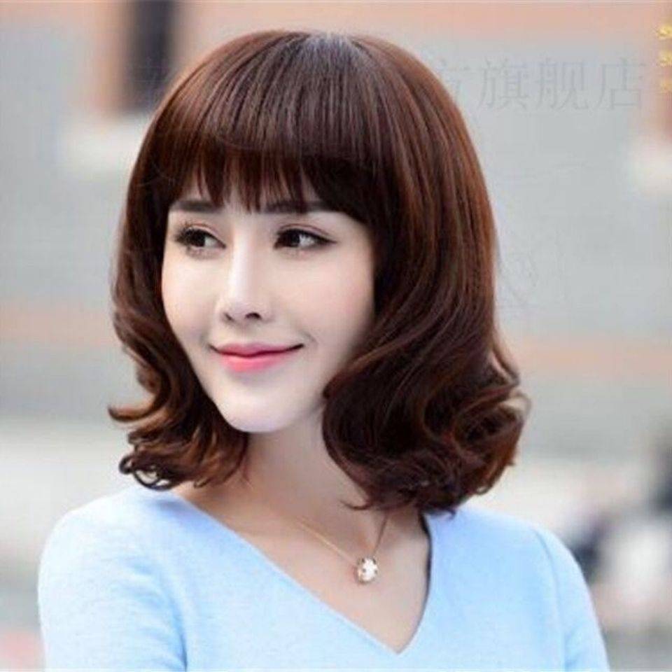 Wig female long hair medium curly hair, large wave collarbone hair pear head fluffy, natural first head cover female wig