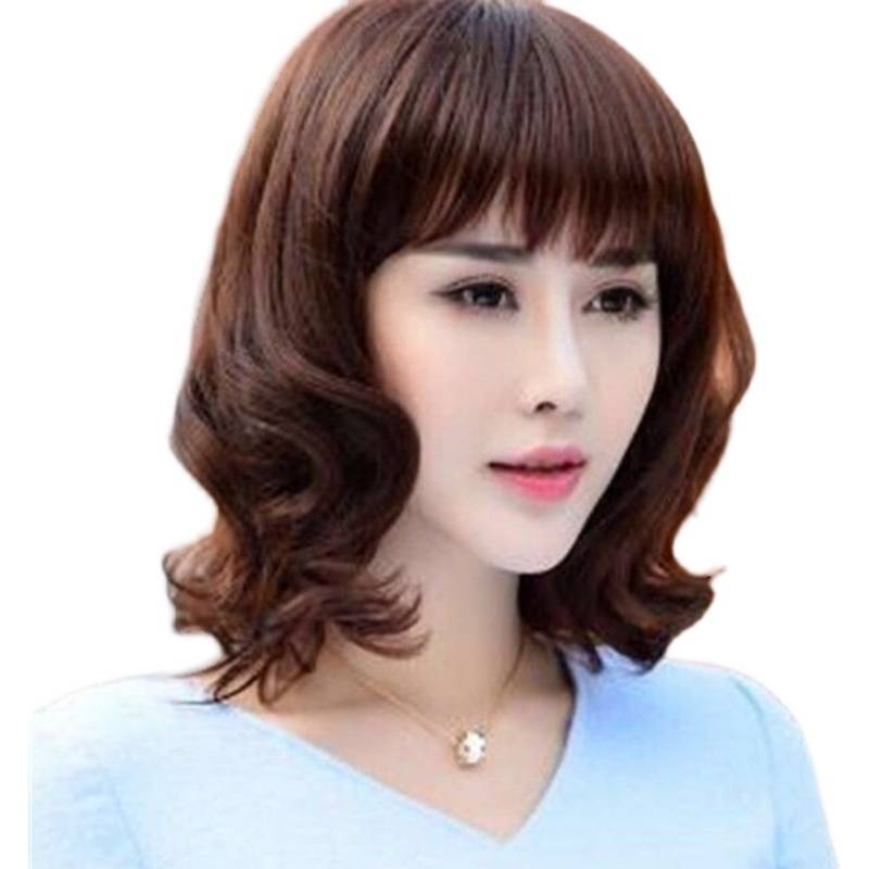 Wig female long hair medium curly hair, large wave collarbone hair pear head fluffy, natural first head cover female wig