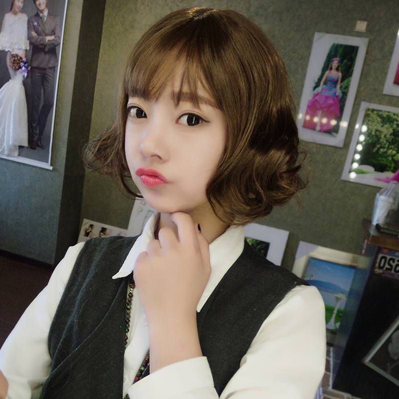 Wig female short curly hair dyeing fibrous head cover fashion short hair female photo shooting props wig female spot