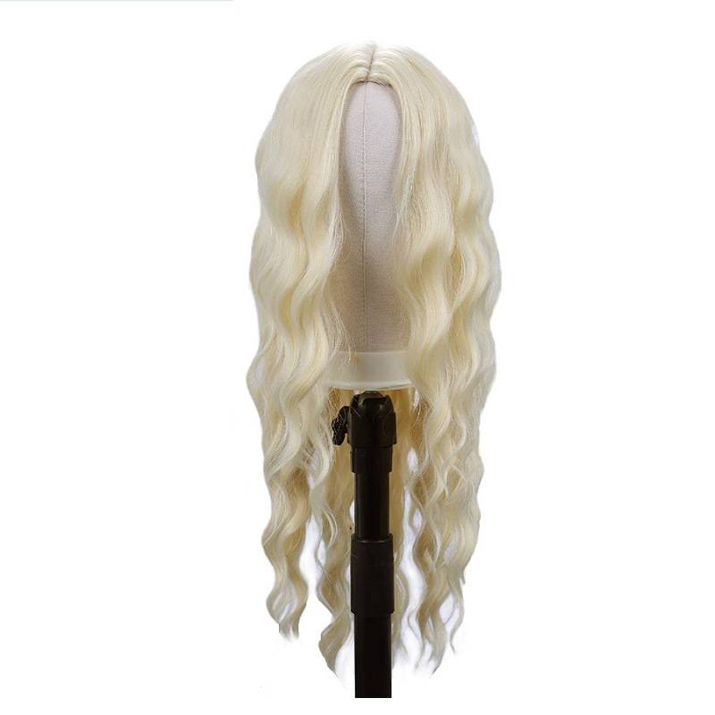 2024 new European and American wig women pale gold medium curly curly curly small curly fiber wig