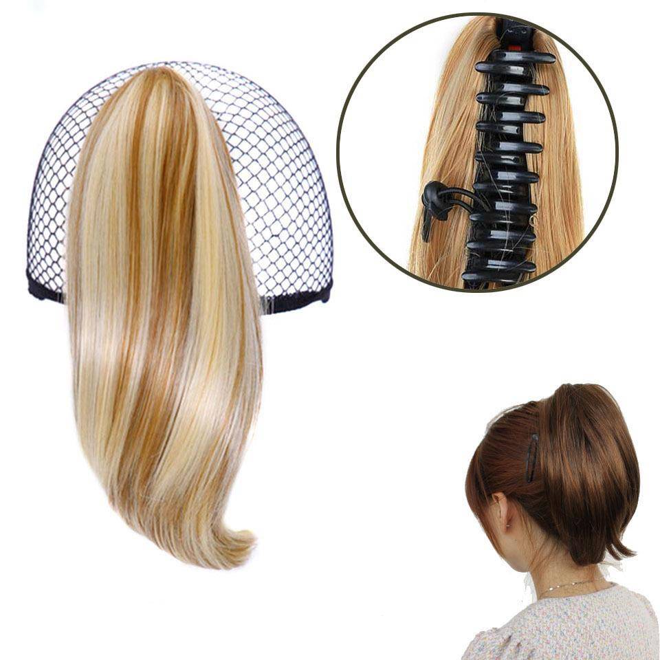 Wig female European and American tiger mouth pinch pear flowers short ponytail long straight hair micro -rolled inner clamp -type ponytail spot hair