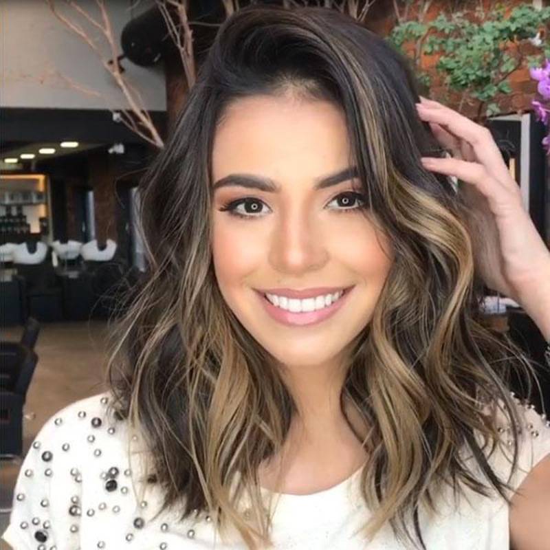 Amazon's new partial partial shoulder -length curly female big wave gradient brown cross -border European and American rose net wigs