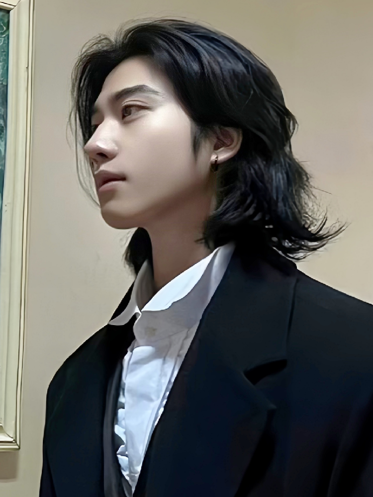 Wolf tail wig Men's short hair stylish handsome catfish head mature male temperament is divided into bangs personality photo full head set