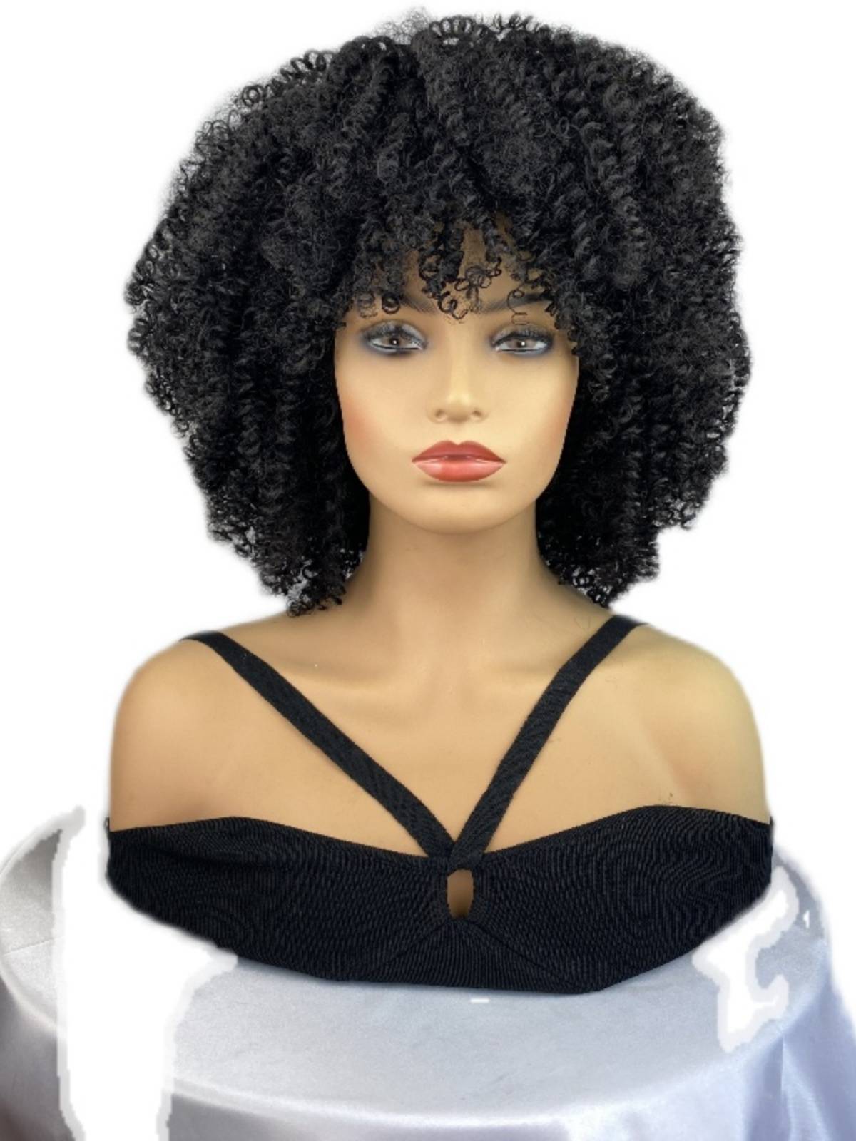 South African black fluffy explosion head export screw roll black African curly hair black wig full set