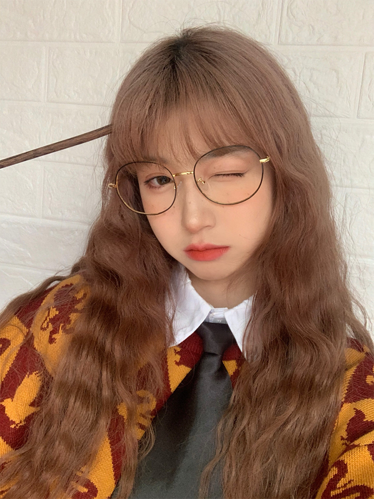 Hermione's same type of wool rolling wig naturally fluffy air bangs wig