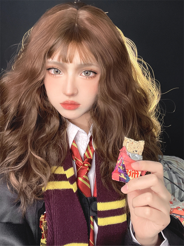 Hermione's same type of wool rolling wig naturally fluffy air bangs wig