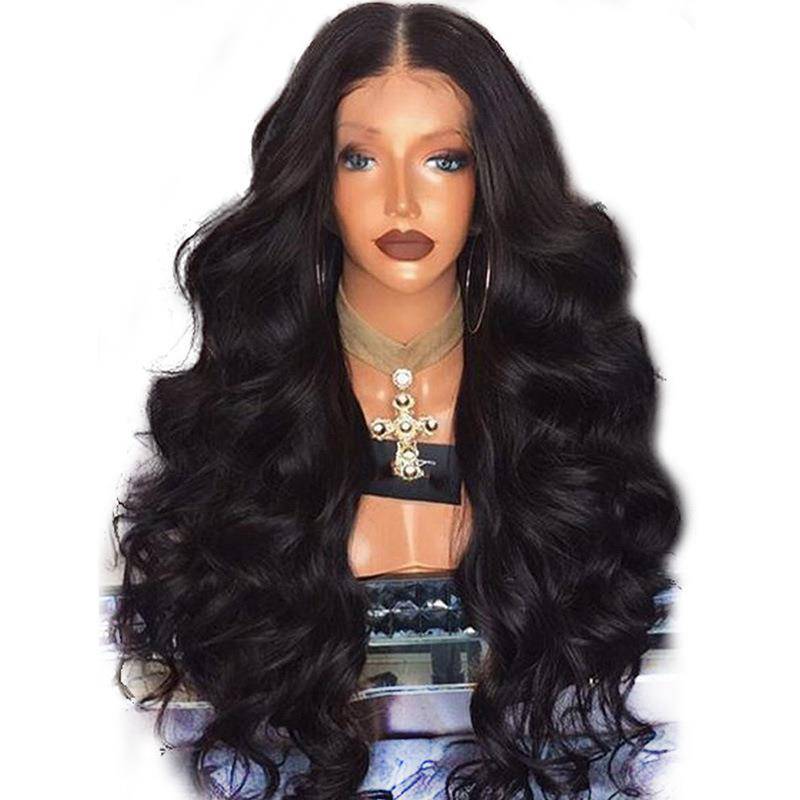 Different wavy long curly hair wigs in cross -border fluffy black long hair European and American ladies African chemical fibrous hood