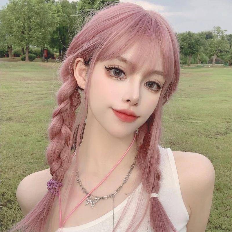 Manufacturer Zhongchang straight hair female speed selling Tongqi bangs Korean version of fashion high -temperature silk fiber figurine hood