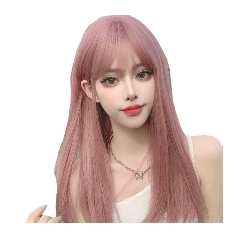 Manufacturer Zhongchang straight hair female speed selling Tongqi bangs Korean version of fashion high -temperature silk fiber figurine hood