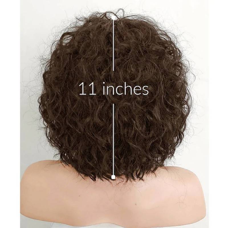 European and American short hair Water ripple fluffy tan fibrous fibrous headhole air bangs roll synthetic wig