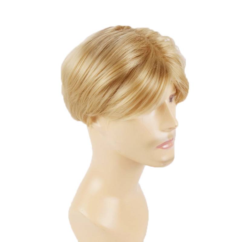 European and American wig men with short straight hair, high -temperature silk fashion wigs, napcles, stocks, good species grass