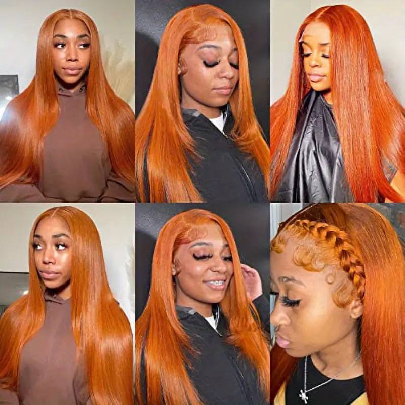 Cross -border European and American fashion wine red long straight hair Amazon -selling front lace straight hair wig