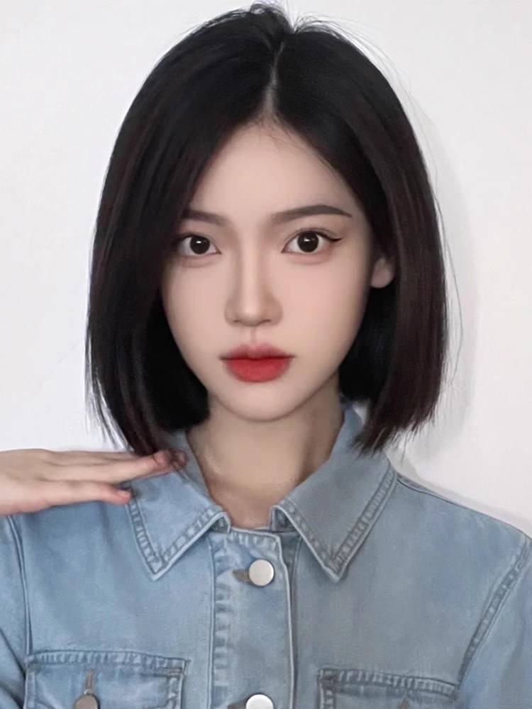 Mid -segmentation wigs of female short hair summer simulation all real people naturally invisible wave head fluffy full head set