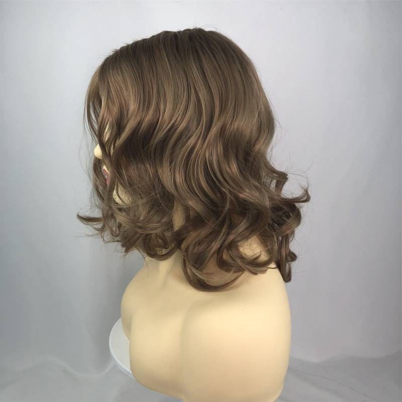 European auxiliary fiber wigs, short curly hair outlet, dyeing fibrous fibrous head cover large wave curly hair female one from one piece