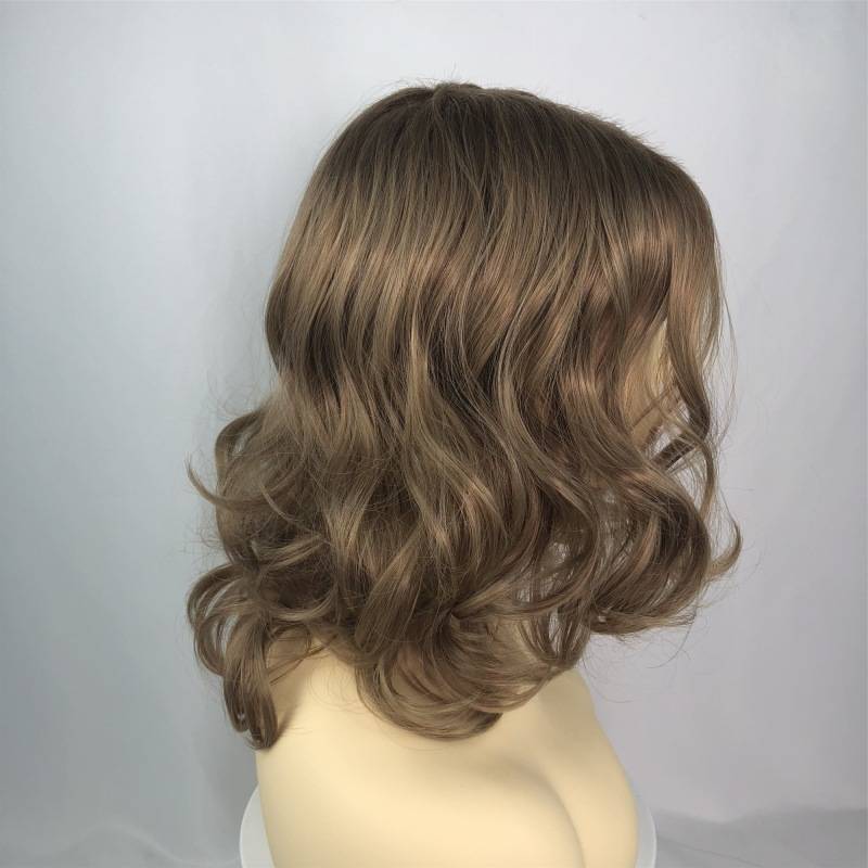 European auxiliary fiber wigs, short curly hair outlet, dyeing fibrous fibrous head cover large wave curly hair female one from one piece