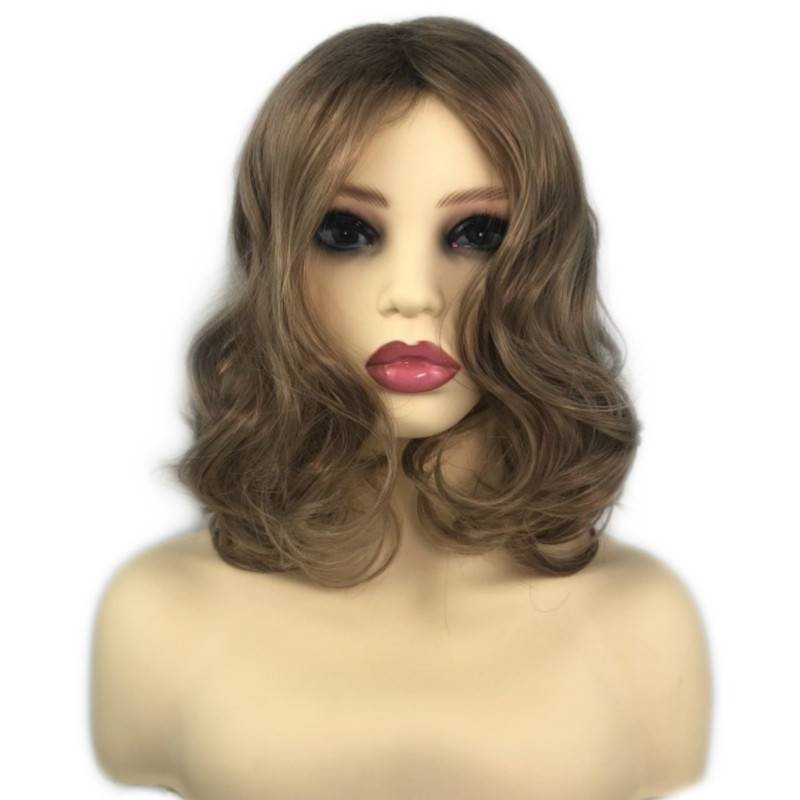 European auxiliary fiber wigs, short curly hair outlet, dyeing fibrous fibrous head cover large wave curly hair female one from one piece