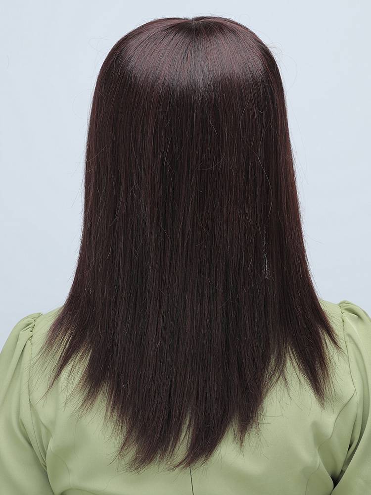 Wig Mom Mommomile Mid -length straight hair full set of real people hair, thin natural long hair can tie the ponytail wig