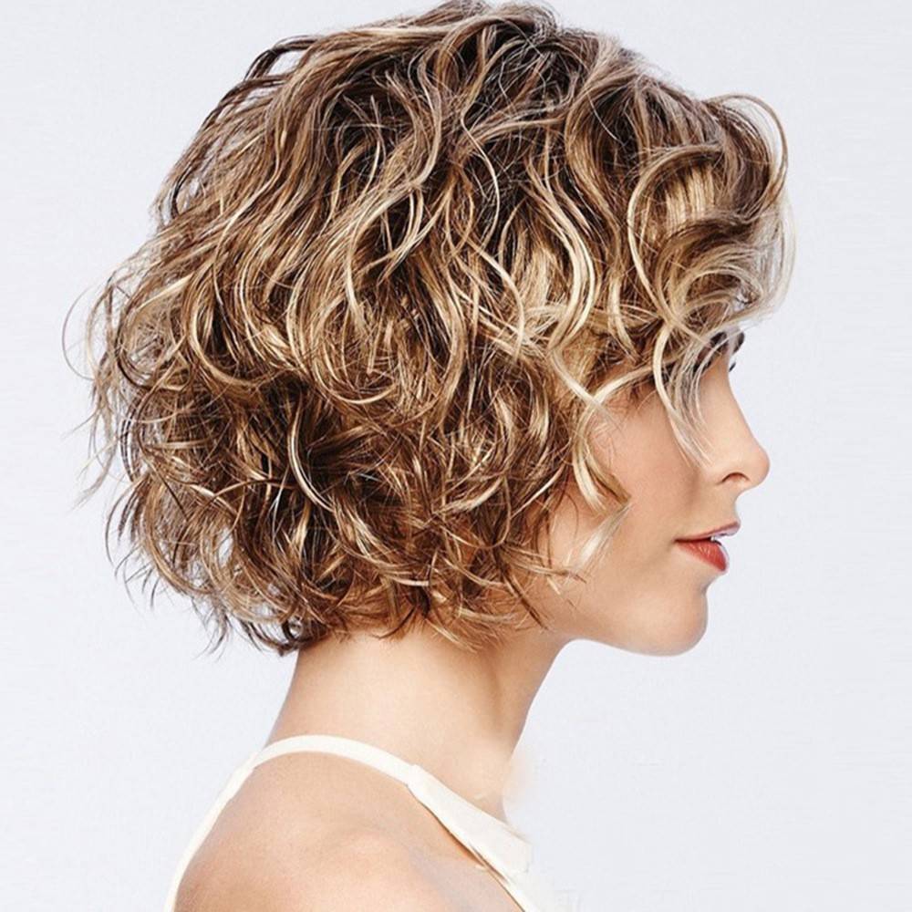 2024 new European and American ladies wigs, short curly curly mixed hair, wig fluffy short curly cos