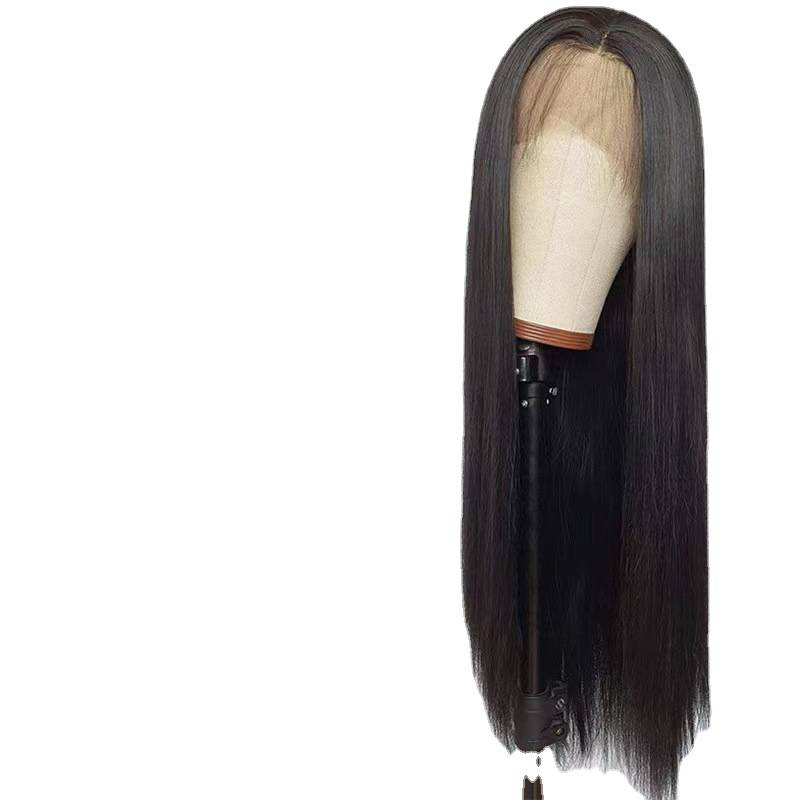 Amazon Europe and the United States former lace wig head sleeve black long straight -hair fibrous head cover lace wig wig wig