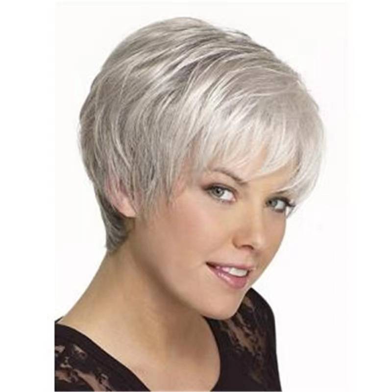eBay Wish hot -selling wig Short -straight silver fashion female wig European and American Amazon hot sale