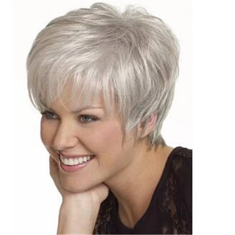 eBay Wish hot -selling wig Short -straight silver fashion female wig European and American Amazon hot sale